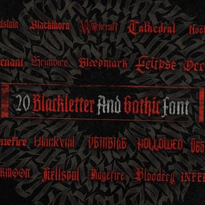 20 Gothic Blackletter Fonts Bundle – Old English, Tattoo, Medieval, Vintage Style – Bold Blackletter Fonts for Logos, Clothing, Branding