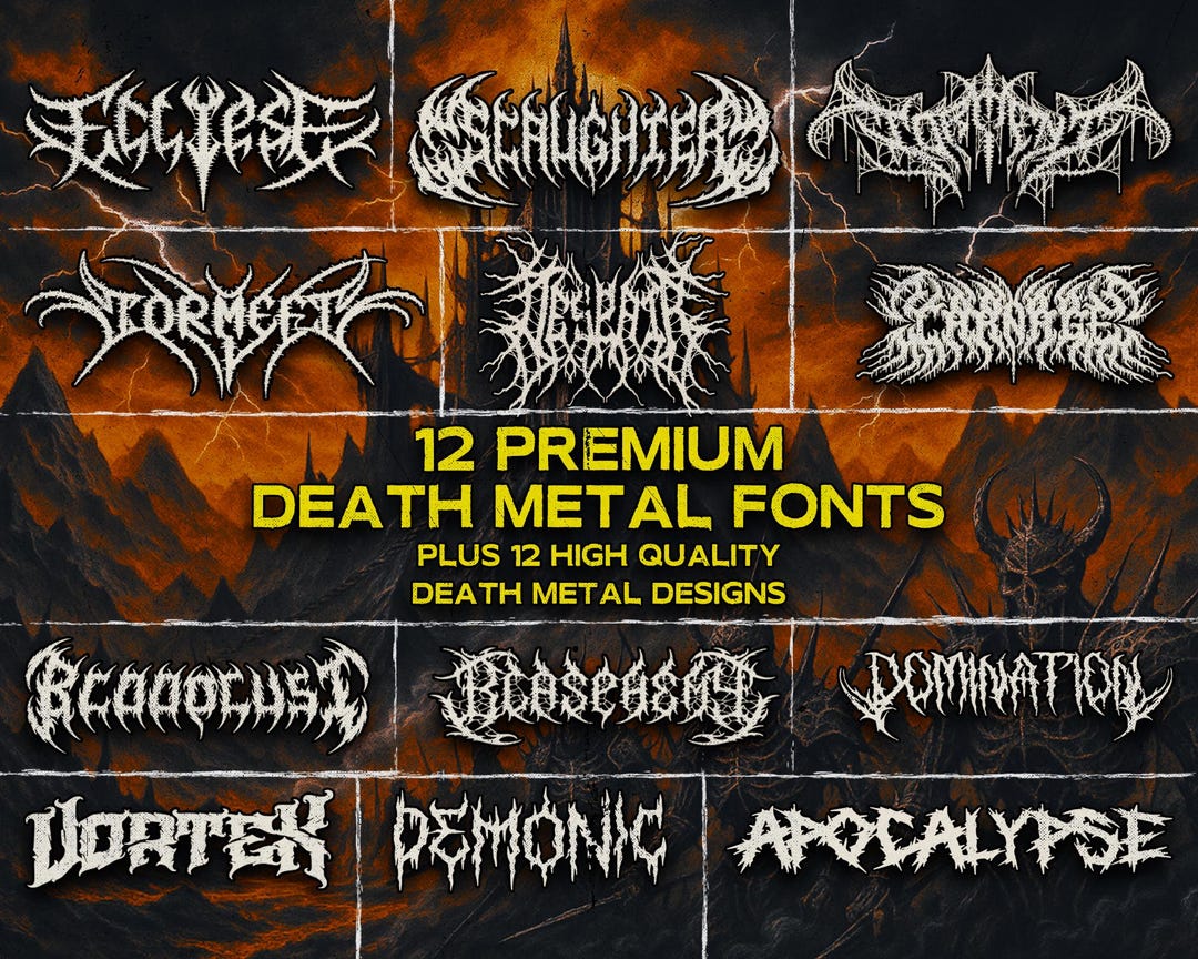 12 Premium Death Metal Fonts Vol. 2 + High-quality Gothic, Black Metal ...