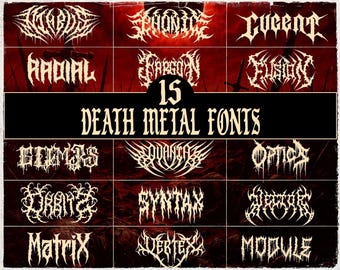 15 Premium Death Metal Fonts - Gothic, Black Metal, Horror Fonts Bundle for Band Logos, Posters, and Merch