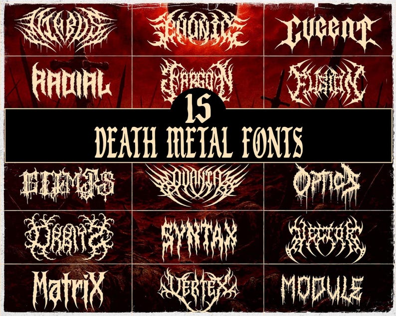 15 Premium Death Metal Fonts - Gothic, Black Metal, Horror Fonts Bundle ...