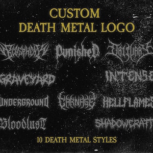 Individuelles Death Metal Logo - Extreme Metal Band Logo, Black Metal, Heavy Metal, Deathcore, Grindcore, benutzerdefinierter harter Text für Merch & Kleidung