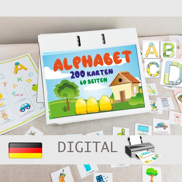 ABC Großes Alphabet Karten Set, PDF zum ausdrucken, Deutsch