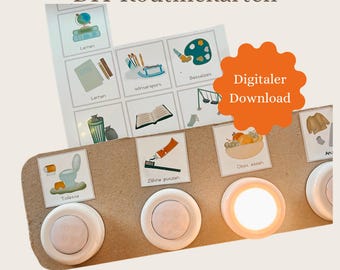 Tagesplan Kinder, Wochenplaner Kind, Routineplan, Morgenroutine Abendroutine, Montessori Kärtchen, Tagesablauf, Digitaler Download, Deutsch