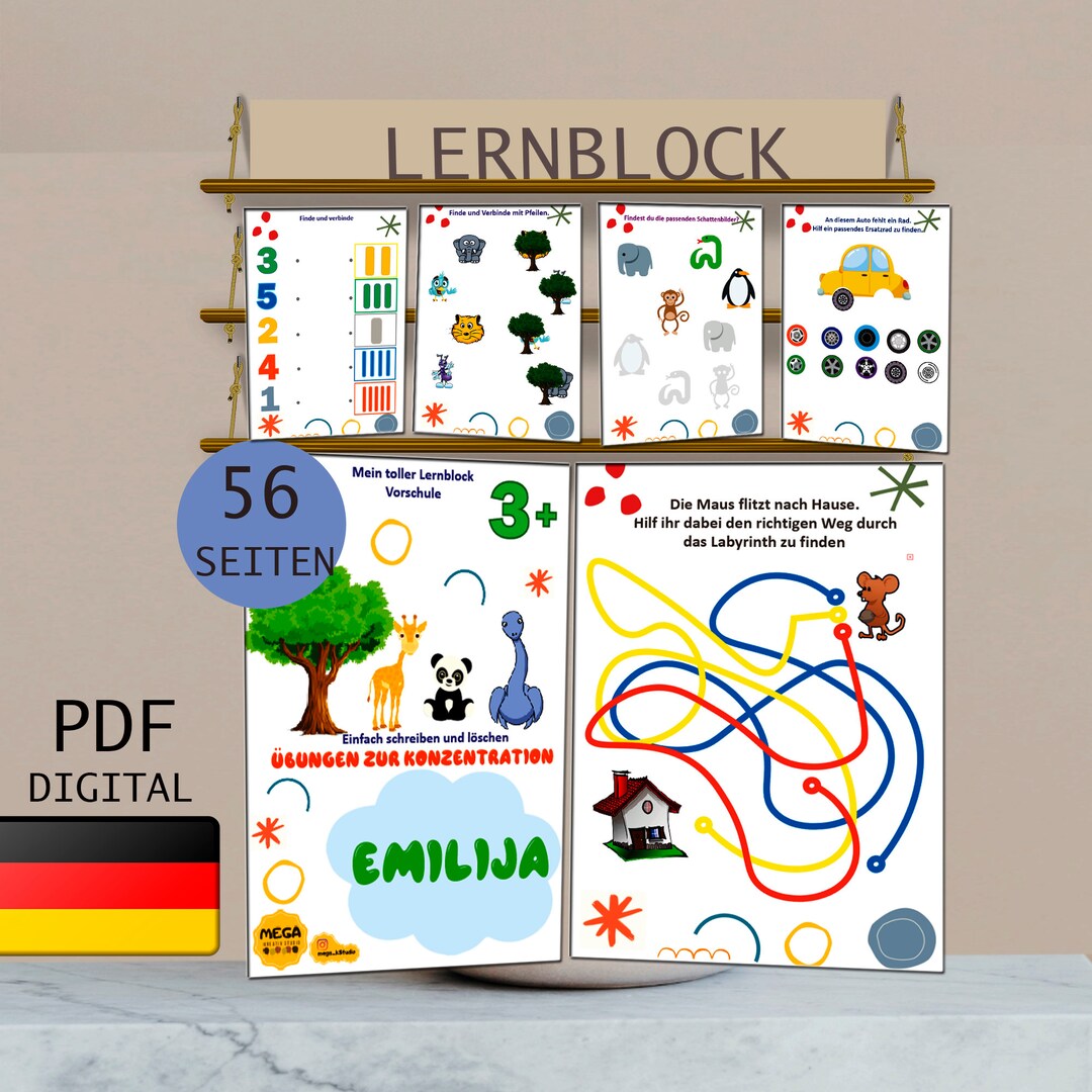 Einfach Schreiben Lernen PDF Für Kinder: Vorschulblock, Lernordner