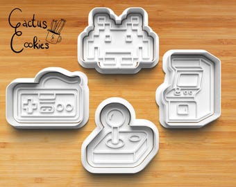 Archivo STL para cortador de galletas con diseño de videojuegos retro (descarga digital)
