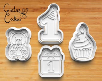 Archivo STL para cortar galletas de primer cumpleaños (descarga digital)