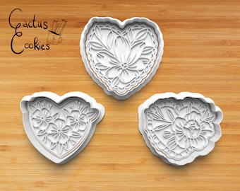 Arquivo STL para Cortador de Biscoitos em Formato de Coração e Flor (Download Digital)