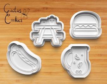 Cortador de galletas con diseño de barbacoa y picnic (archivo STL, descarga digital)