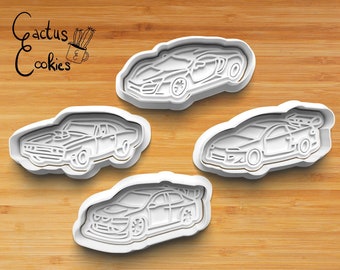 Koekjesvormpje met raceauto's (STL-bestand, digitale download)