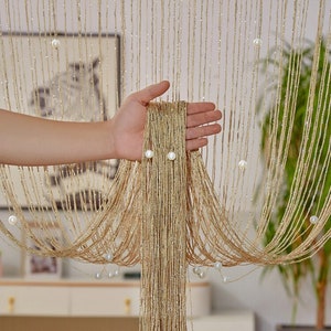 Boho Beaded Curtain Doorway Artificial Pear String Beaded Doorway Curtain for Bedroom Bead Curtain Living Room Diviver Cafe Sheer Curtains