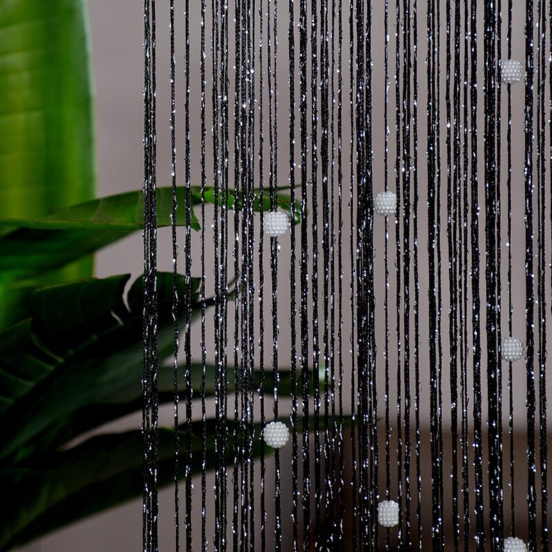 Boho Beaded Curtain Doorway Beads Bamboo With White Bayberry Beaded