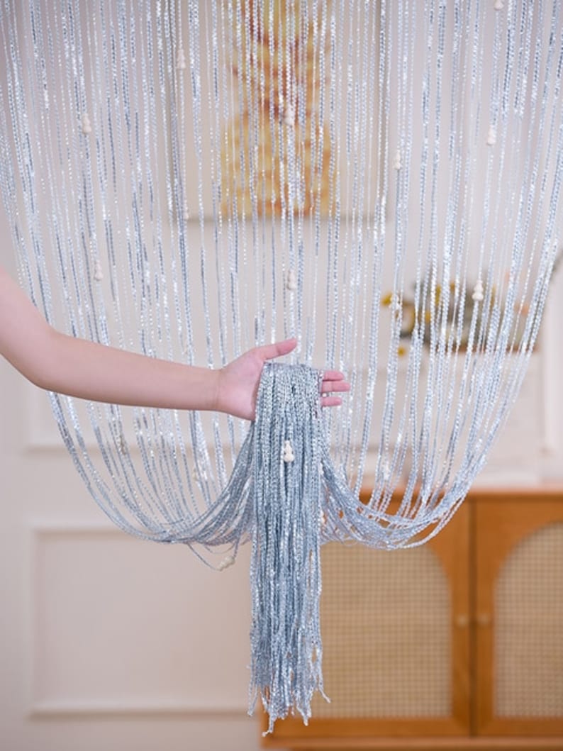 Boho Beaded Curtain Doorway Beads DIY Fringe Drapery for Bedroom Beaded Doorway Curtain Panel