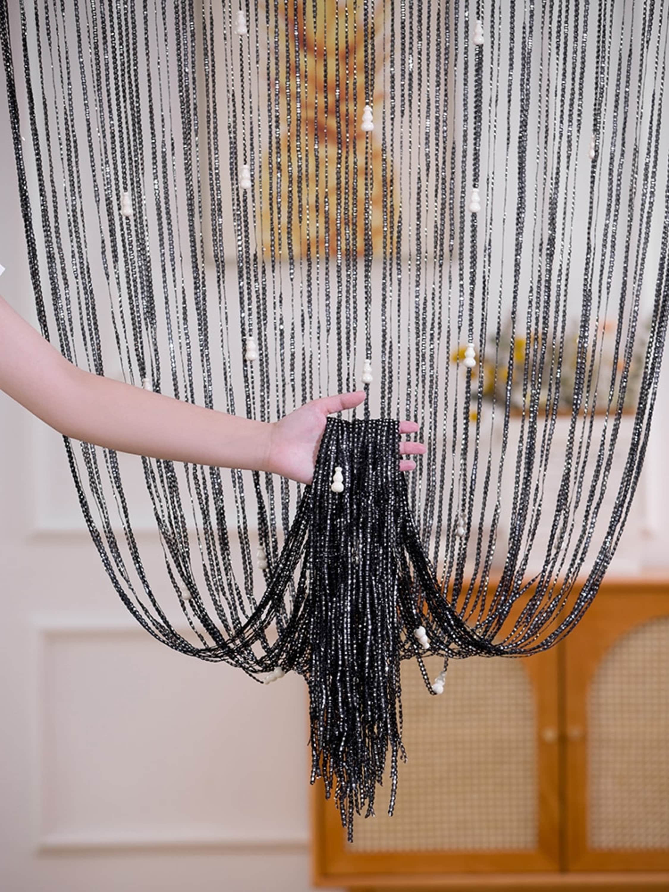 Beaded Curtain Doorway and Window String Beaded Doorway Curtain Wooden ...