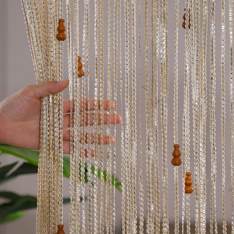 Boho Beaded Curtain Doorway Beads DIY Fringe Drapery for Bedroom Beaded Doorway Curtain Panel