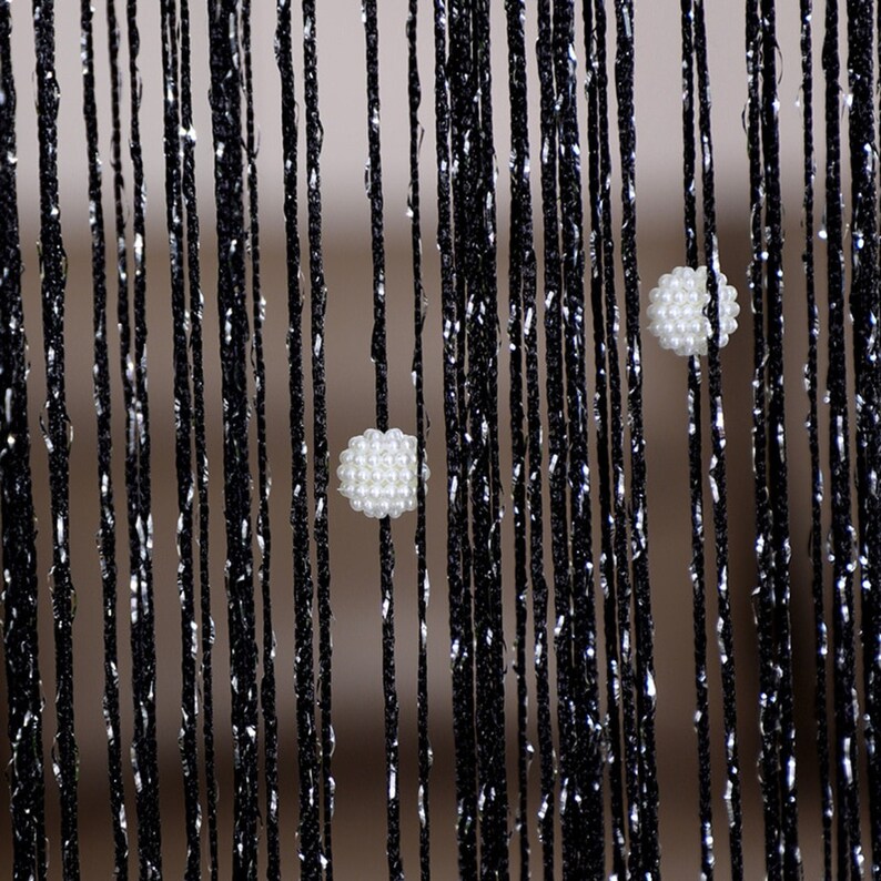 Boho Beaded Curtain Doorway Beads Bamboo With White Bayberry Beaded