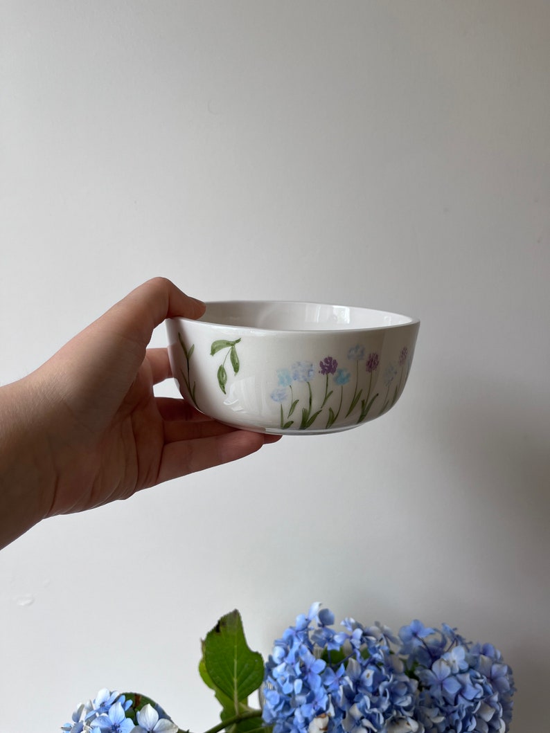 Handmade Ceramic Bowl With Hydrangea Flower - Etsy