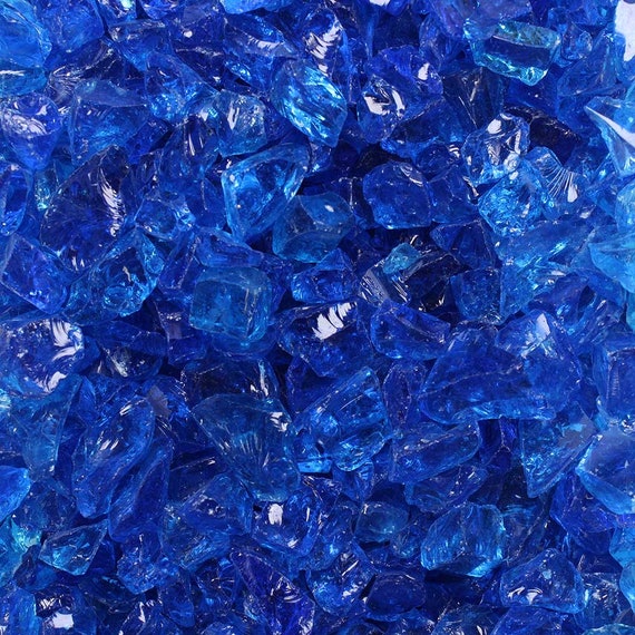 Fire Glass Rocks Tropical Blue Crushed Gravel Shapes 10 Lb. Etsy
