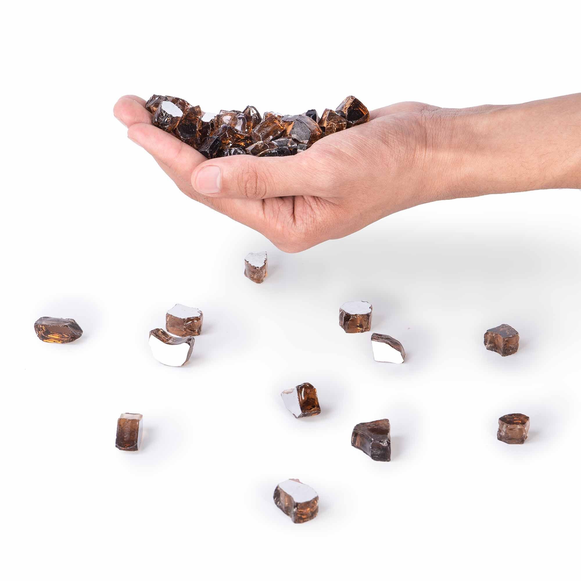 Fire Glass: 1/2-inch Thick Cosmic Copper, Tempered & Reflective, 10 Lb ...