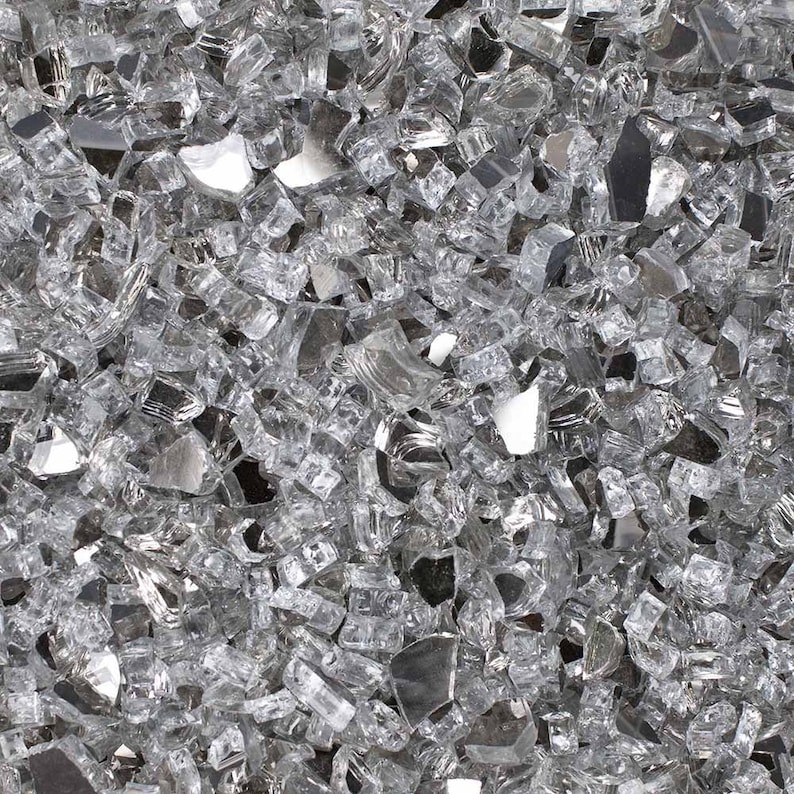 Fire Glass: 1/4-inch Thick Diamond Starlight, Tempered & Reflective, 10 ...