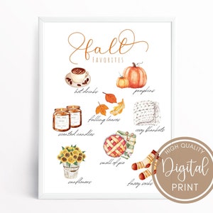 HerbstLieblinge Druckbares Poster, Erster Tag des Herbstes, Herbst Dekor, Herbst Dekor, Herbst druckbare Kunst, Hygge, Herbstliche Drucke, Digtal Print