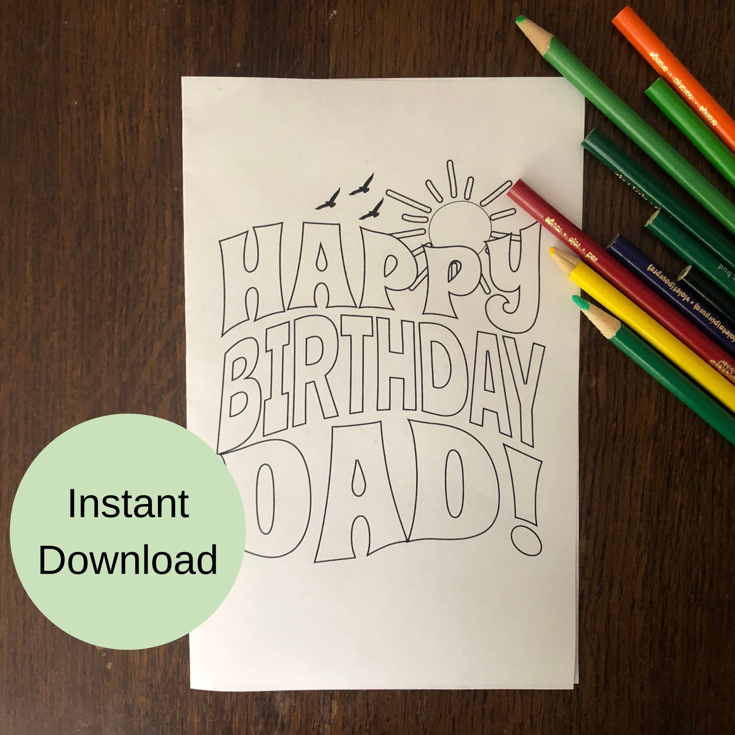 Happy Birthday Card for Dad From Kids Printable Coloring Card - Etsy