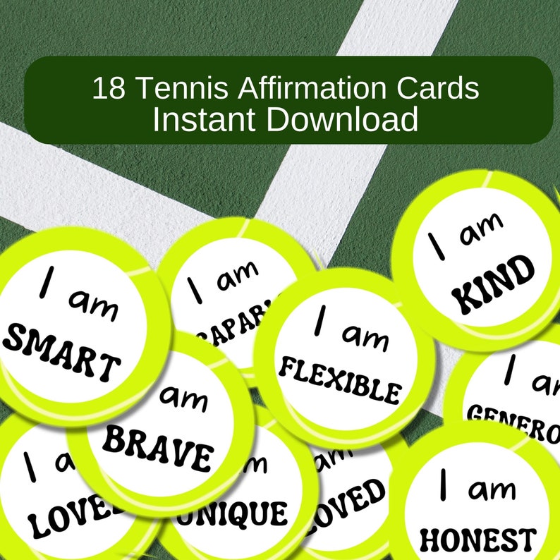 Tennis Affirmation Cards Printable Notes Tennis Players Sports - Etsy