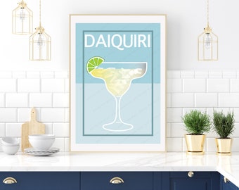 Daiquiri  Cocktail Printable Wall Art, Bar Cart Wall Art, Gallery Wall Art, Cocktail Digital Download, Trendy Digital Prints, Kitchen Decor