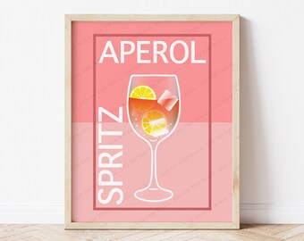 Aperol Spritz Cocktail Printable Art, Bar Cart Wall Art, Gallery Wall Art, Cocktail Digital Download, Trendy Digital Prints, Kitchen Decor