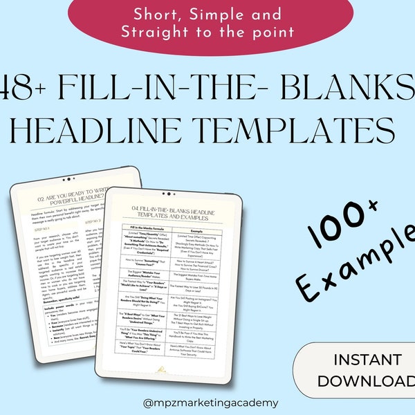 Done for you: 48+ Fill-in-the- blanks headline templates  and 100+ examples | Templates and Examples for copy and paste | Copywriting