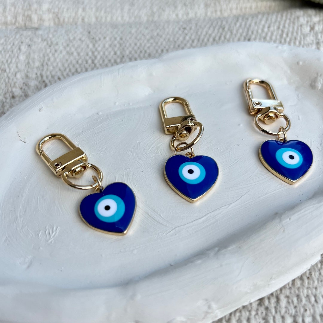 Evil Eye Heart Water Drop Keychain Keychain for Friend Etsy