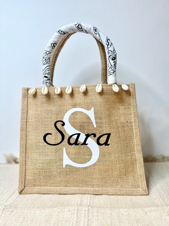 Jute Bag Sara Jute Bag- Beach Bag- Tote Bag- Shell Bag