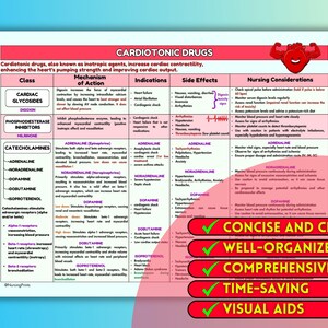 Cardiac Pharmacology Cheat Sheet Bundle: Cardiovascular Medications ...
