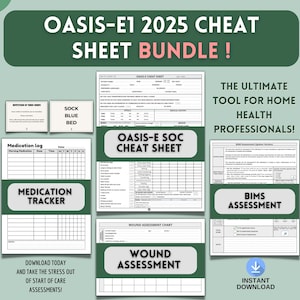 OASIS-E Cheat Sheet Ultimate Bundle, Start of Care Template, BIMS & Wound Assessment, Home Health Nurse, SOC