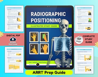 Guía de estudio sobre posicionamiento de rayos X, guía de repaso de tecnología radiológica, libro de procedimientos radiográficos, preparación para ARRT (PDF)