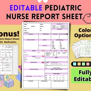 Editable Pediatric Nurse Report Sheet: PICU Handoff Template (A4/LETTER) (Digital Download)
