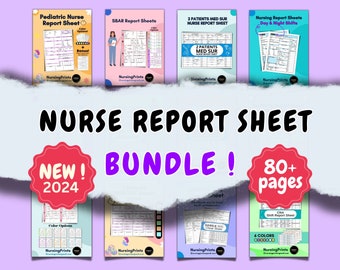 Nursing Report Sheet Bundle, Printable Report Sheets, ICU Nurses, MedSurg, Nursing Students Brain Sheets | Instant Download