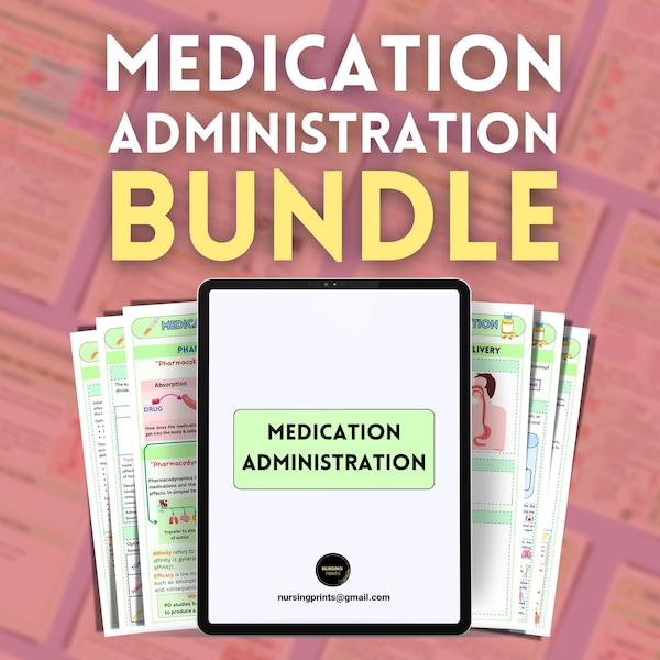Medication Administration BUNDLE, 30 Pages Digital Download Nursing Study Guide and Notes for Nursing Students, NCLEX