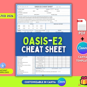 OASIS-E2 Cheat sheet (2026), Start of Care Template, Home Health Nurse Templates, Nurse Visit Cheatsheet, SOC