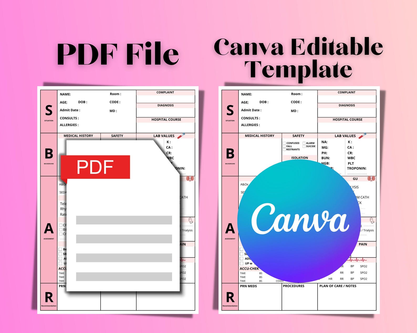 SBAR Nursing Report Sheet: Printable & Editable Template (digital ...