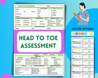 Head-To-Toe Nursing Assessment Template, Health Assessment Checklist, A4 & Letter sizes