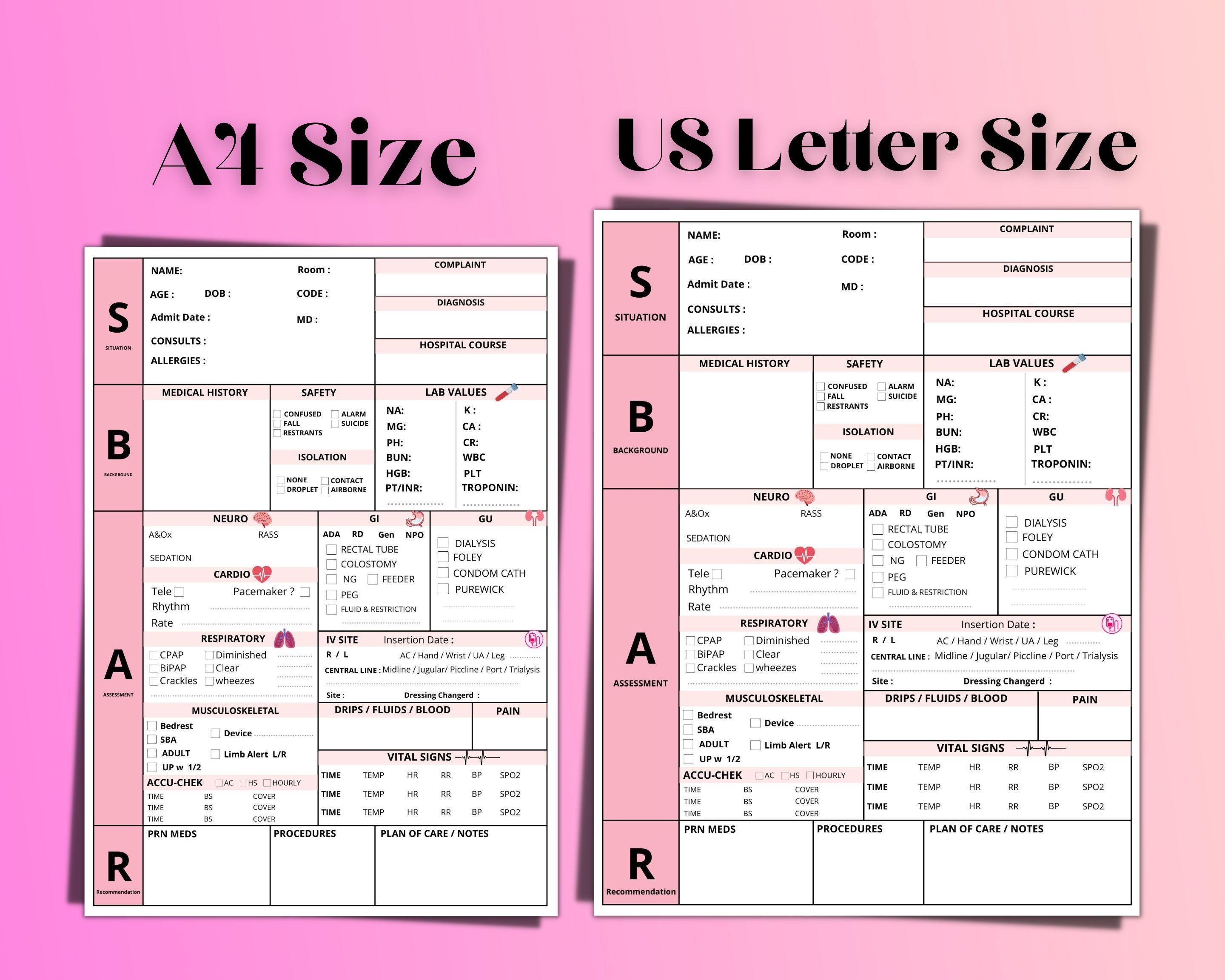 SBAR Nursing Report Sheet: Printable & Editable Template (digital ...