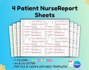 Editable 4 Patient Nursing Report Sheet