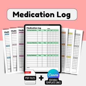 Weekly Medication Log, Medicine Tracker for Nurses, Printable and Editable Templates, Supplement Tracker, Pills, Medicine List