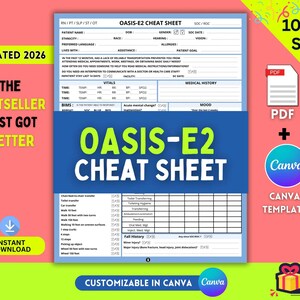 OASIS-E2 Cheat sheet (2026), Start of Care Template, Home Health Nurse Templates, Nurse Visit Cheatsheet, SOC