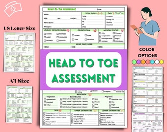 Head-to-Toe Assessment Template/Checklist  | Health Assessment Cheat Sheet | Nursing Student Study Guide | Nursing Digital Notes