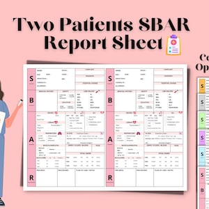 Two Patients SBAR Nursing Report Sheet, Printable Nurse Student SBAR Report Sheet, ICU Nurses, Med Surg, Instant Download image 1