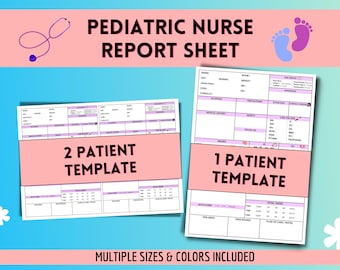 Pediatric Nurse Report Sheet | SBAR, PICU Assessment | Printable and Editable, PDF