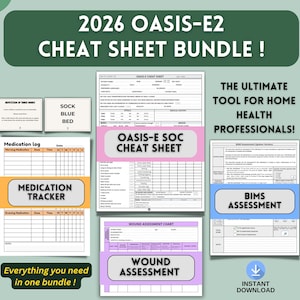 OASIS-E Home Health Nursing Cheat Sheet Bundle: BIMS, Wound & Medication Assessment (PDF Download 2026)