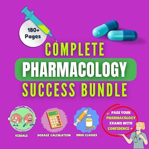 Pharmacology Nursing Study Guide, 140+ Drug Classes (Digital Download)