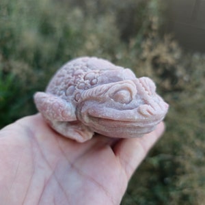 Master Crystal Carved Money Toad Frog Pink Opal Symbol of Prosperity luck and Abundance home altar decor CA10